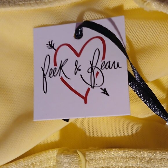Peek and Beau Women's Fuller Bust  Ribbed Triangle  Bikini Top NWT Lemon - Picture 4 of 10
